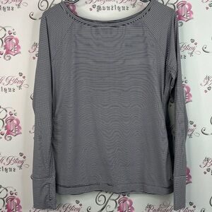 GAP fit long sleeve stripes navy blue Black and White Striped Blouse
